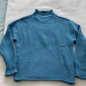 Zesica Blue Knit Turtleneck Sweater, S